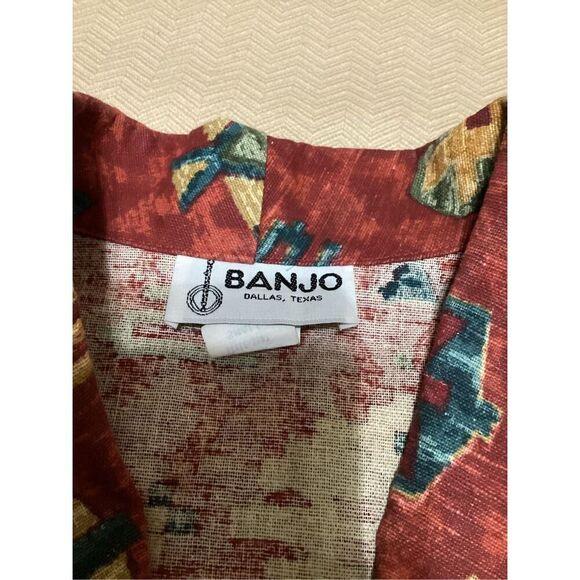 Vintage 80’s Banjo Dallas Texas Cropped Button Woven Western Cowboy Jacket S - Picture 3 of 8
